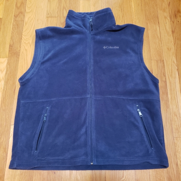 Mens Columbia Full Zip Blue Sleeveless Fleece Vest - Picture 1 of 6
